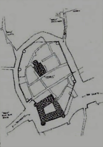 Ricostruzione del circuito difensivo con l'individuazione delle torri (dis. M. Cazzato), Martano, Salento.